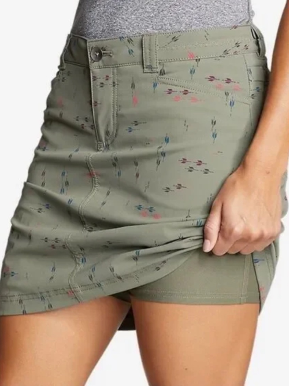 Eddie Bauer Adventurer 2.0 Skort - Olive Green Print Size 14